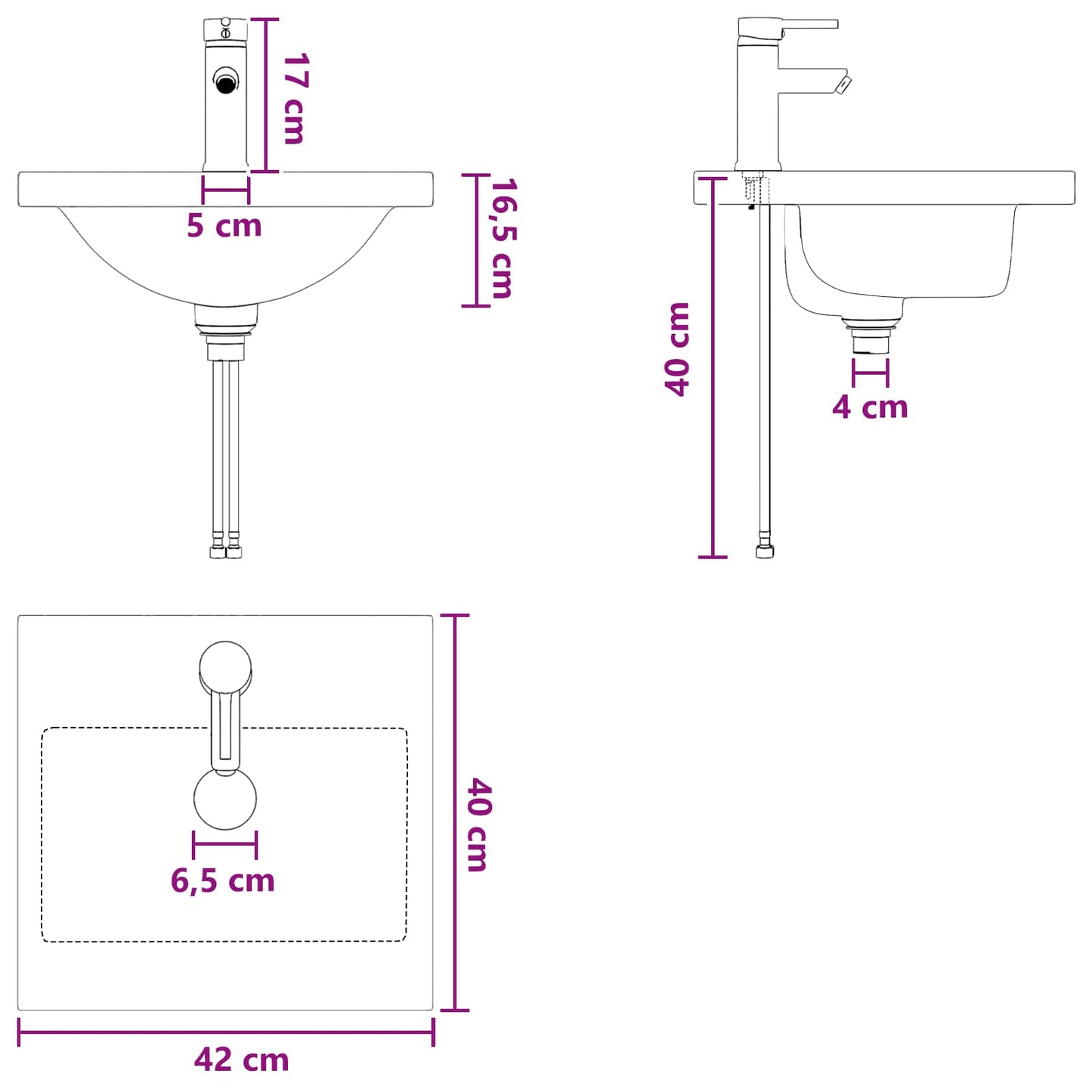 Badmøbel med vask Sonoma eik 42 x 40 x 84,5 cm Konstruert tre