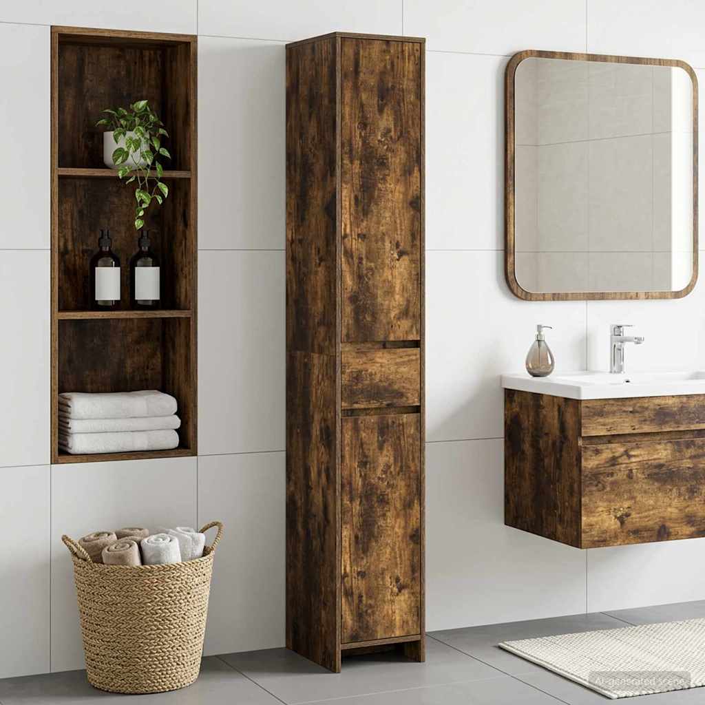 Baderomsskap Røkt Eik 30 x 33 x 190 cm Konstruert tre