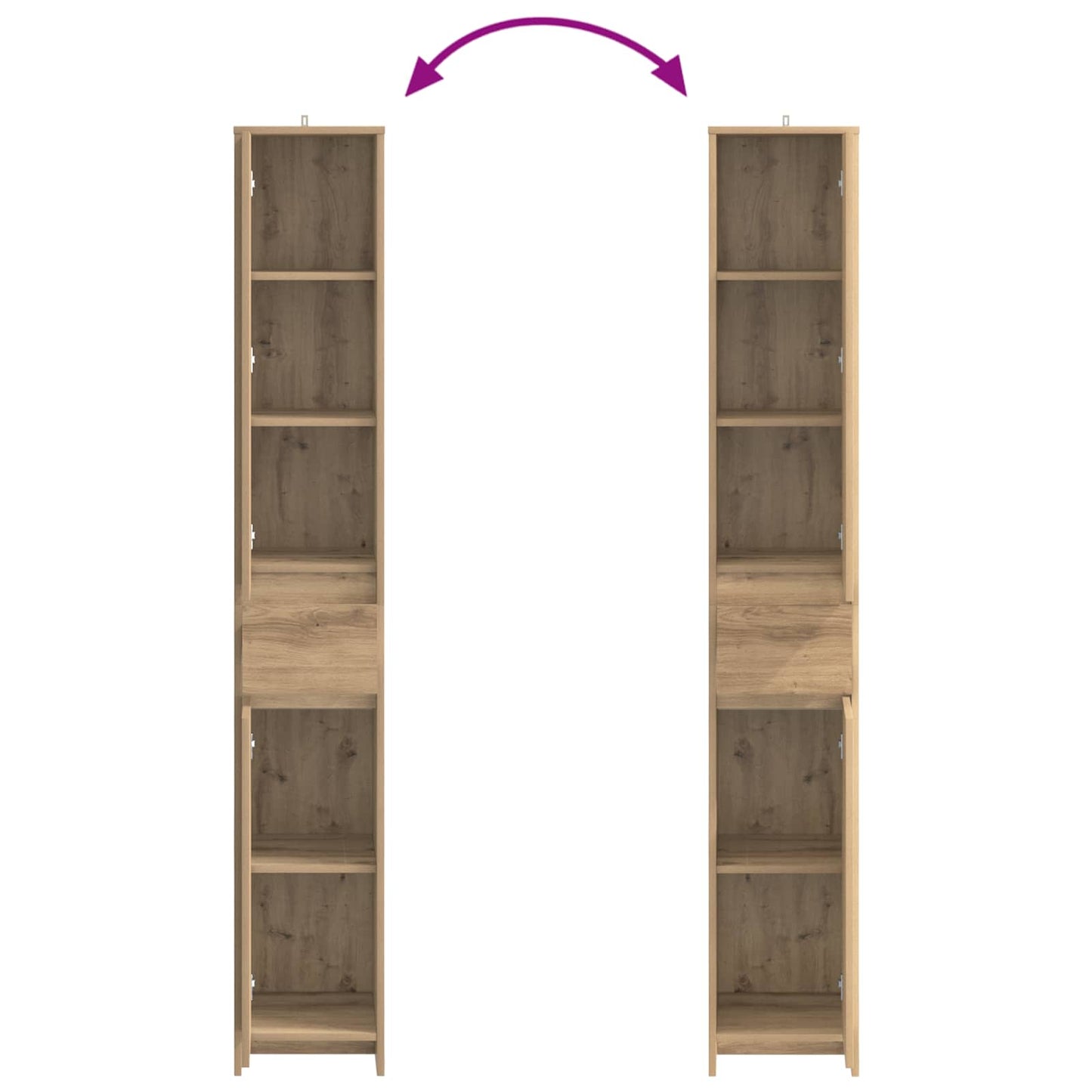 Baderomsskap Artisan eik 30 x 33 x 190 cm Konstruert tre
