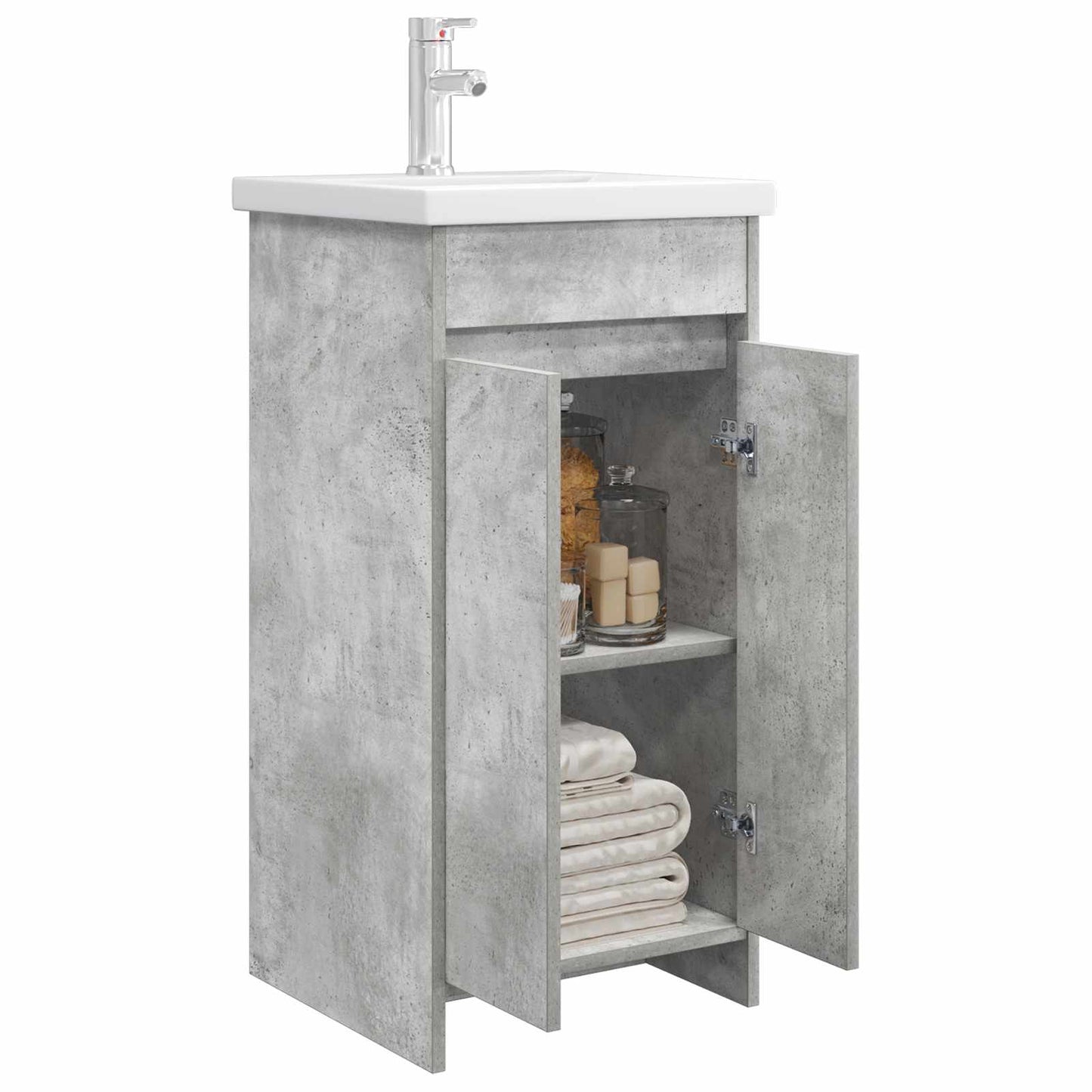 Badmøbel med vask Betonggrå 42 x 40 x 84,5 cm Konstruert tre