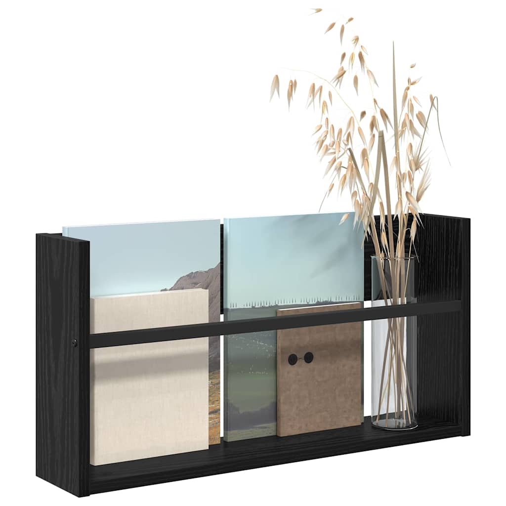 Magasinreol med hylle Svart Eik 60 x 12 x 30 cm Konstruert tre