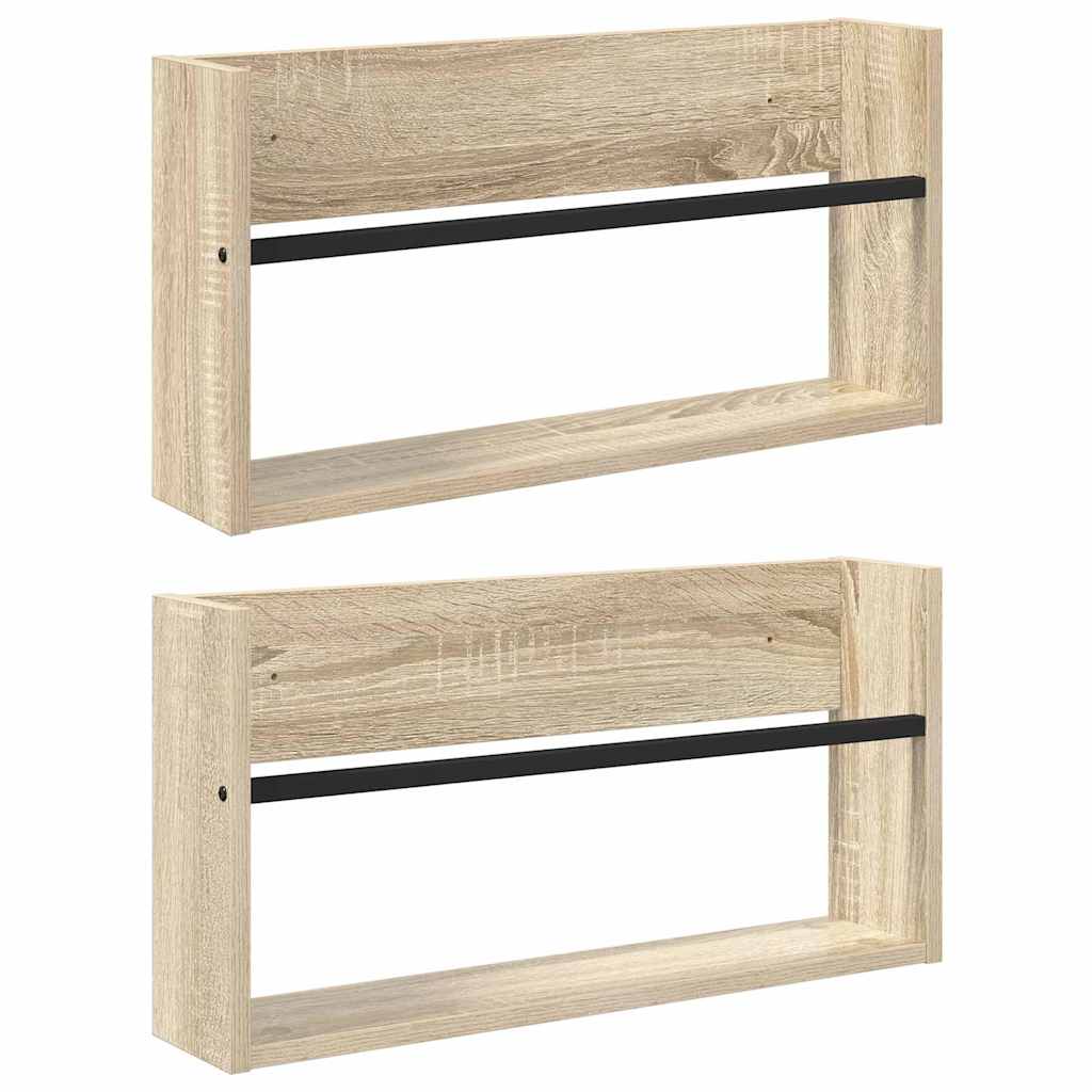 Magasinreol 2 pcs Sonoma eik 60 x 12 x 30 cm Konstruert tre
