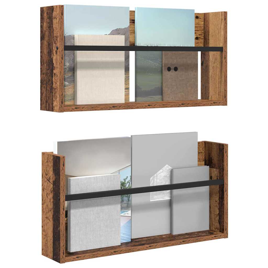 Magasinreol 2 pcs Gammelt tre 60 x 12 x 30 cm Konstruert tre