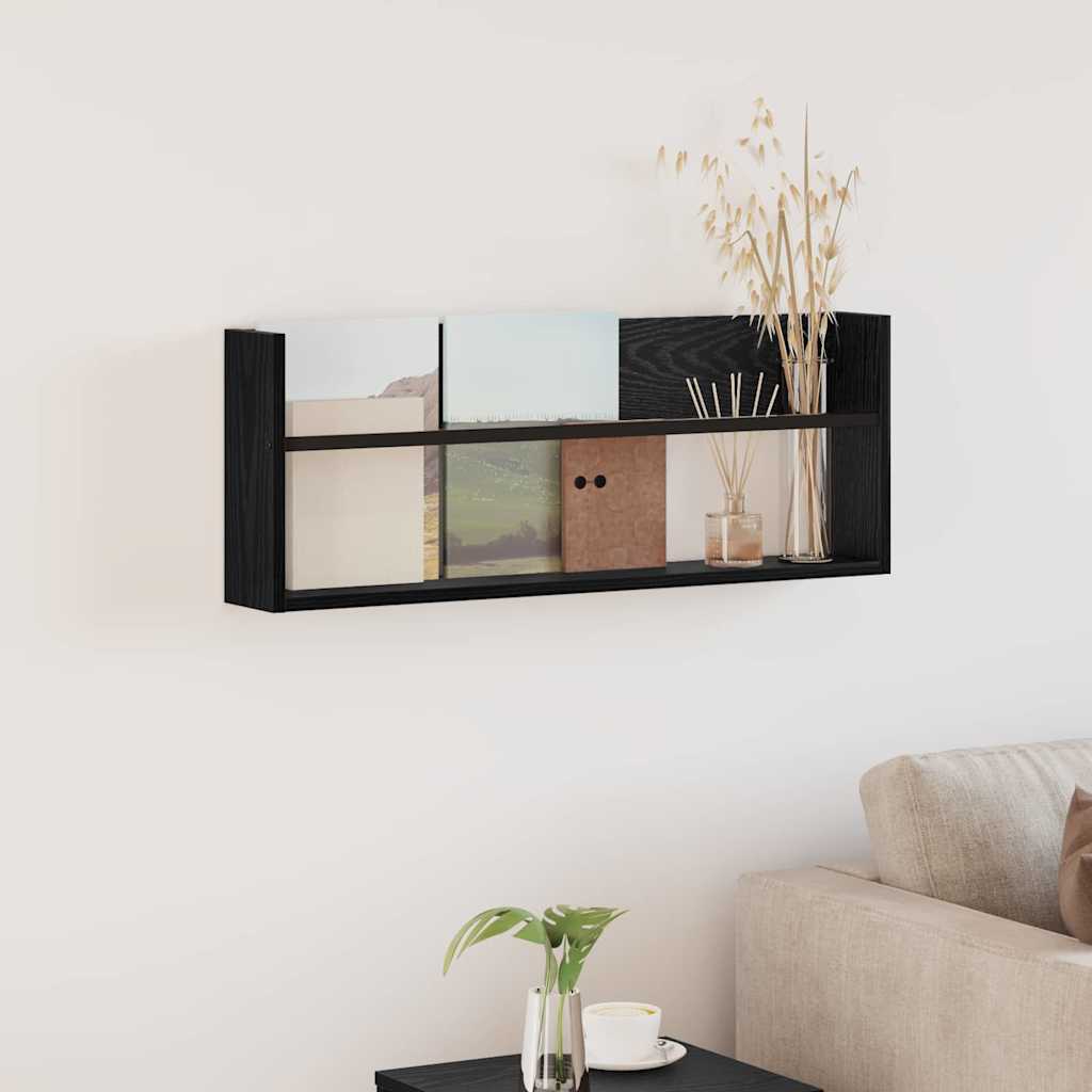 Magasinreol med hylle Svart Eik 80 x 12 x 30 cm Konstruert tre