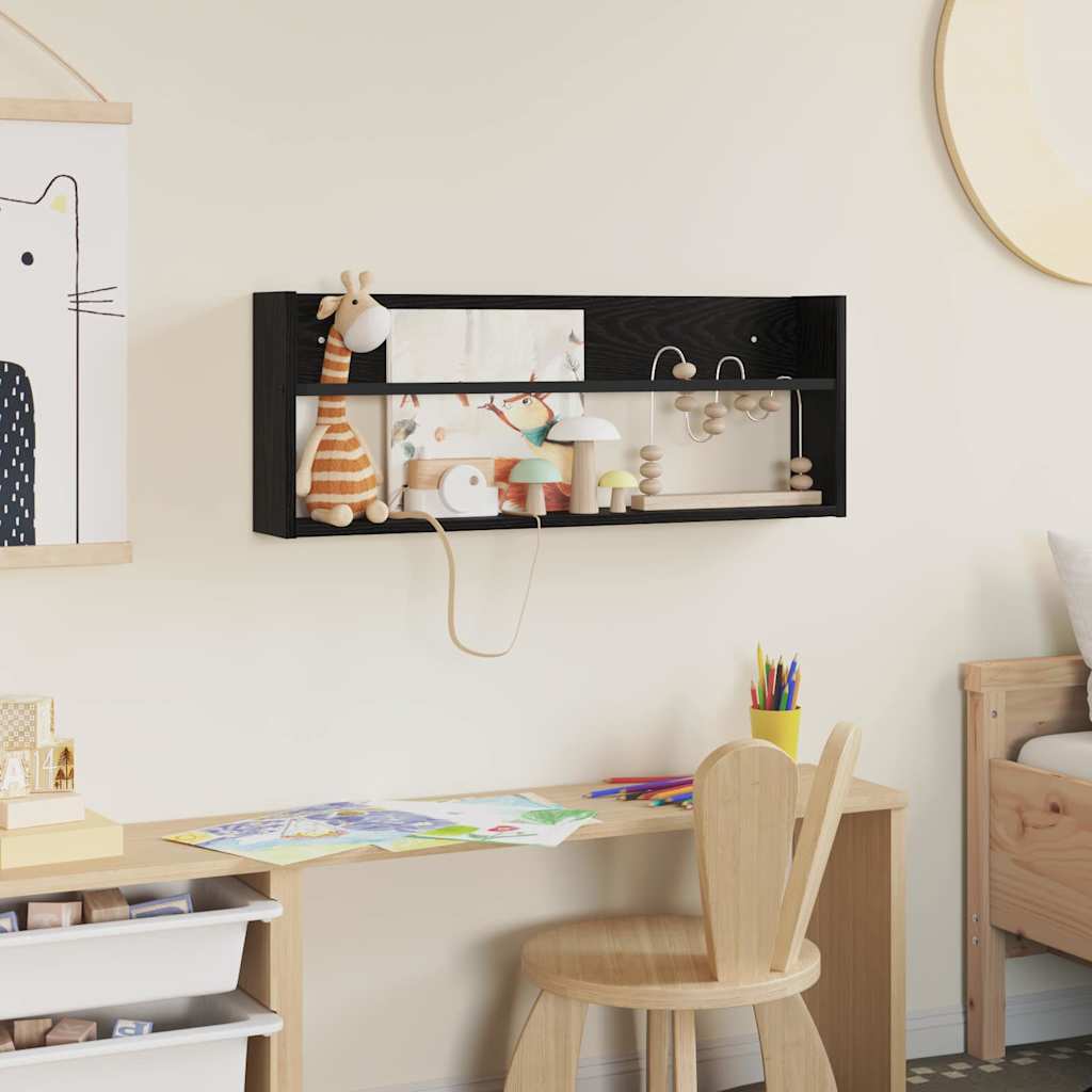 Magasinreol med hylle Svart Eik 80 x 12 x 30 cm Konstruert tre