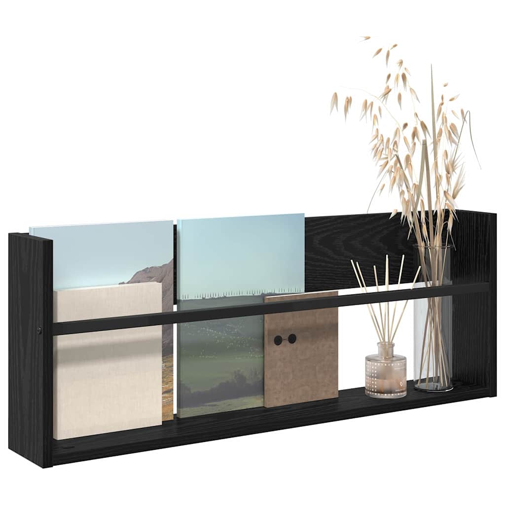 Magasinreol med hylle Svart Eik 80 x 12 x 30 cm Konstruert tre