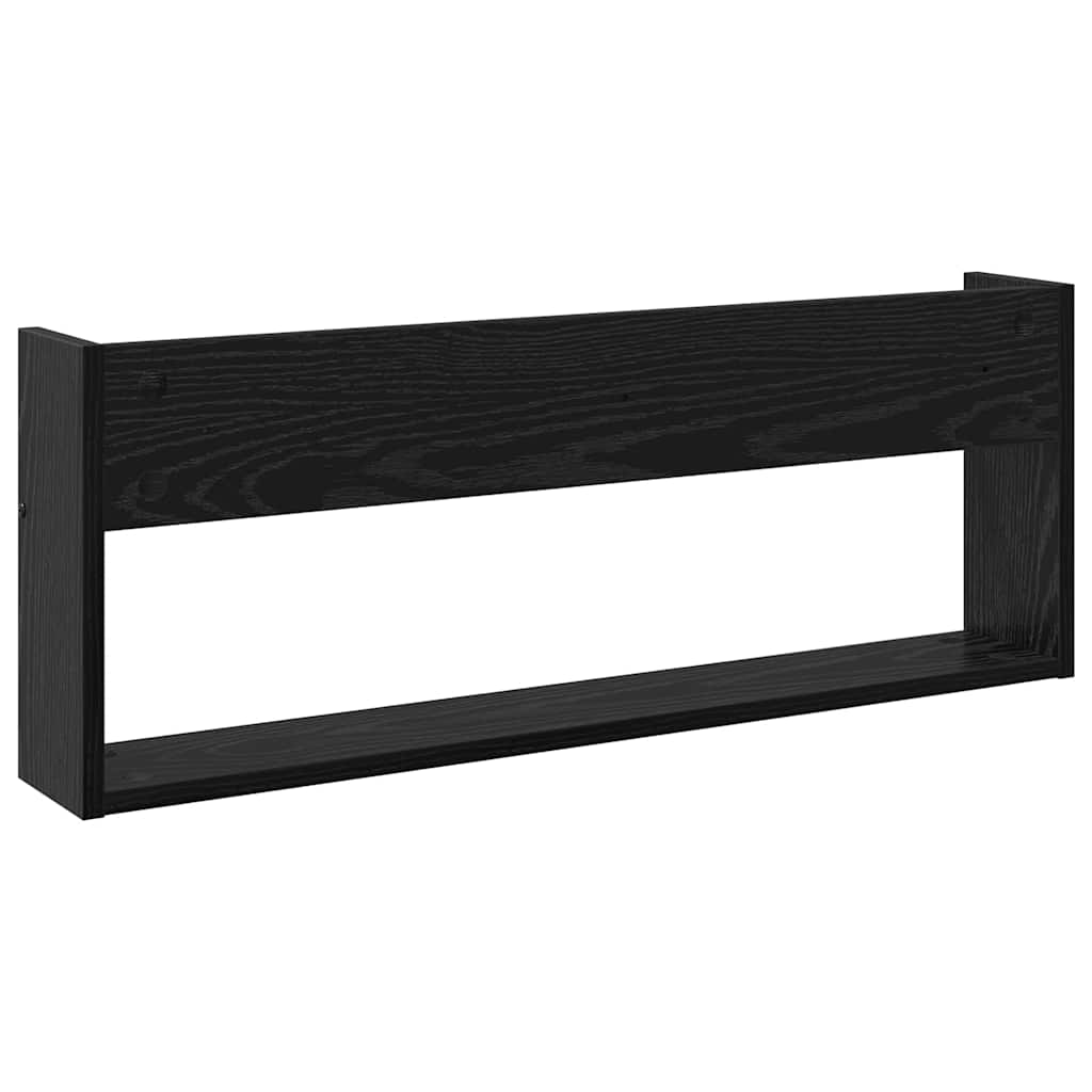 Magasinreol 2 pcs Svart Eik 80 x 12 x 30 cm Konstruert tre