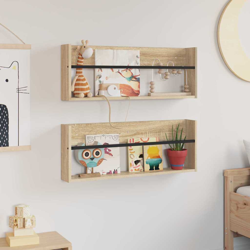 Magasinreol 2 pcs Sonoma eik 80 x 12 x 30 cm Konstruert tre