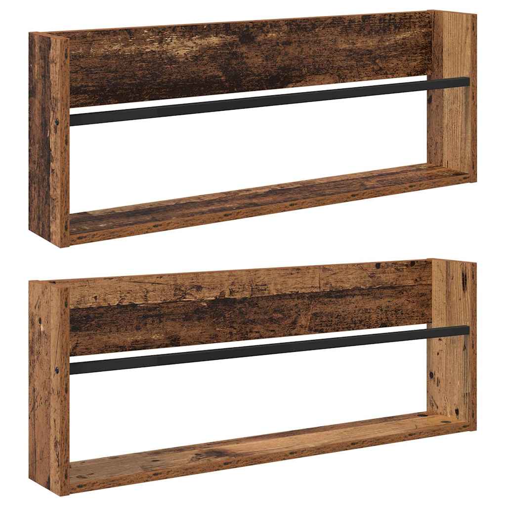 Magasinreol 2 pcs Gammelt tre 80 x 12 x 30 cm Konstruert tre
