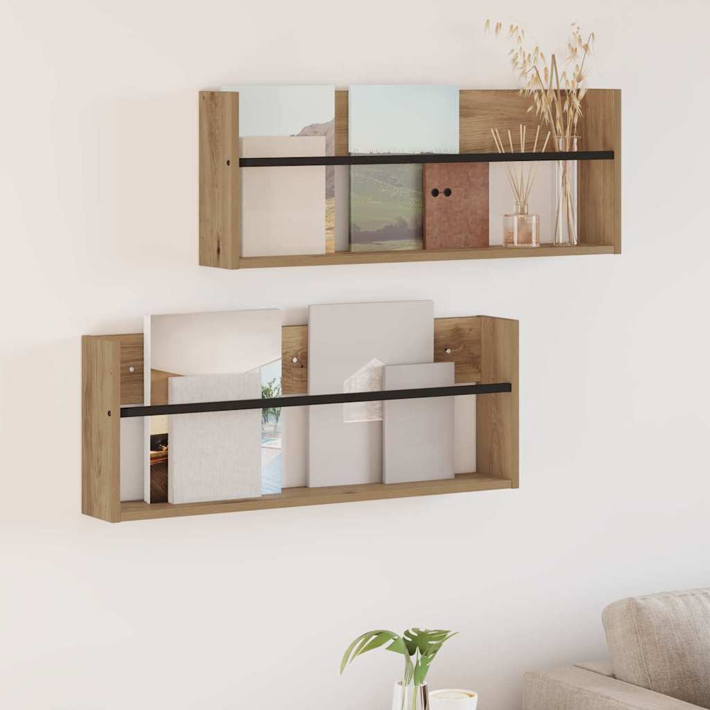 Magasinreol 2 stk. Artisan Eik 80 x 12 x 30 cm Konstruert tre