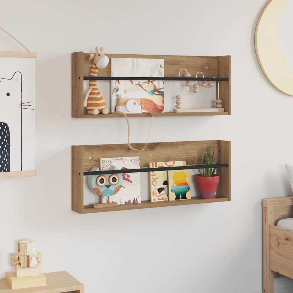 Magasinreol 2 stk. Artisan Eik 80 x 12 x 30 cm Konstruert tre