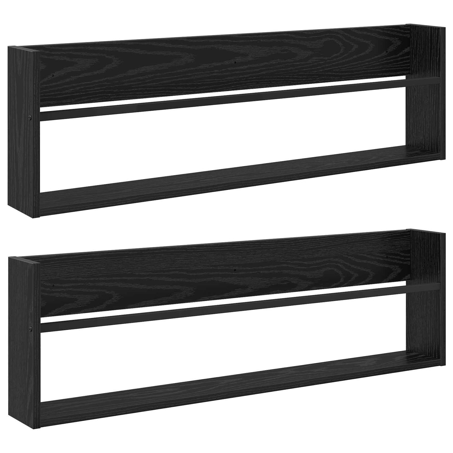 Magasinreol 2 pcs Svart Eik 100 x 12 x 30 cm Konstruert tre
