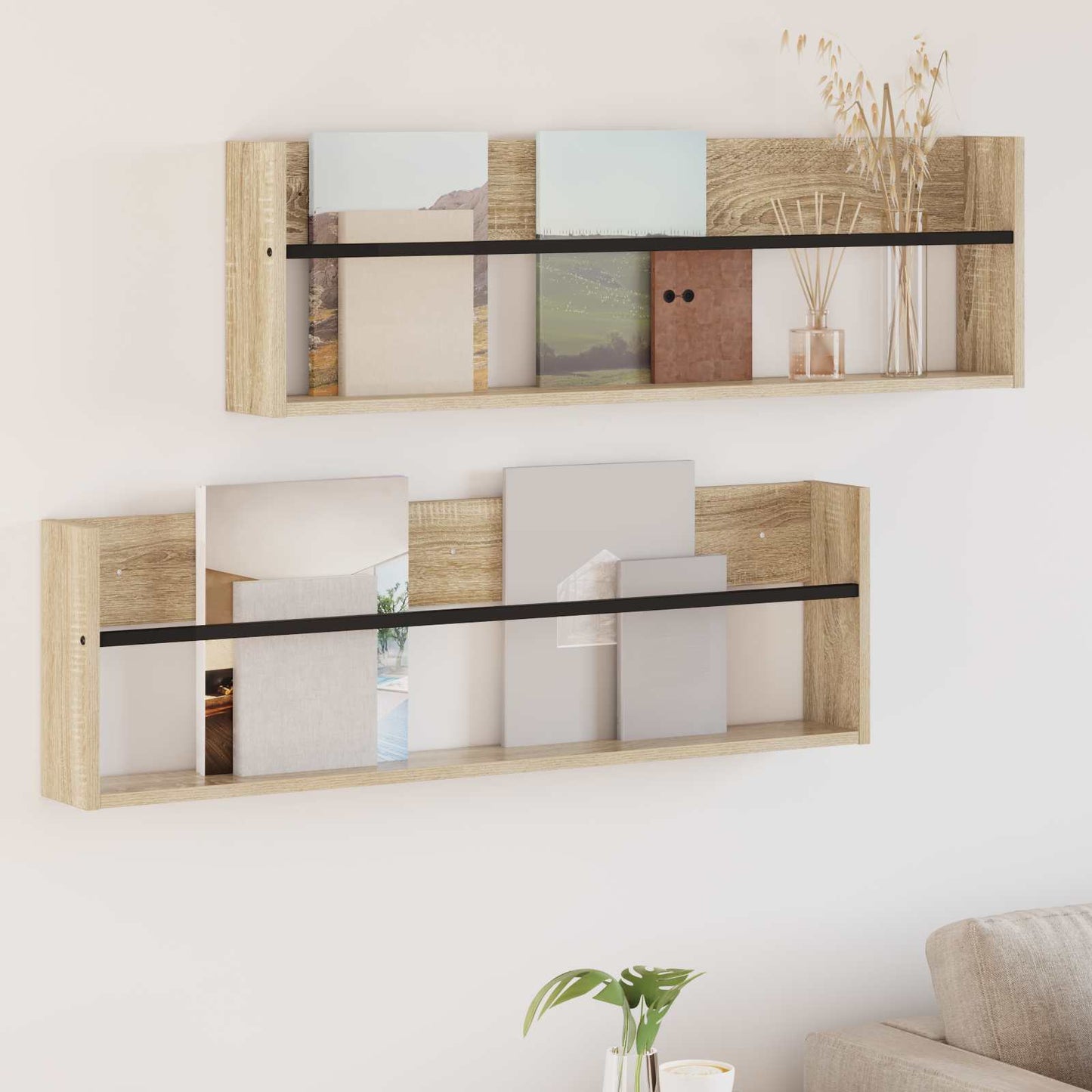 Magasinreol 2 pcs Sonoma eik 100 x 12 x 30 cm Konstruert tre