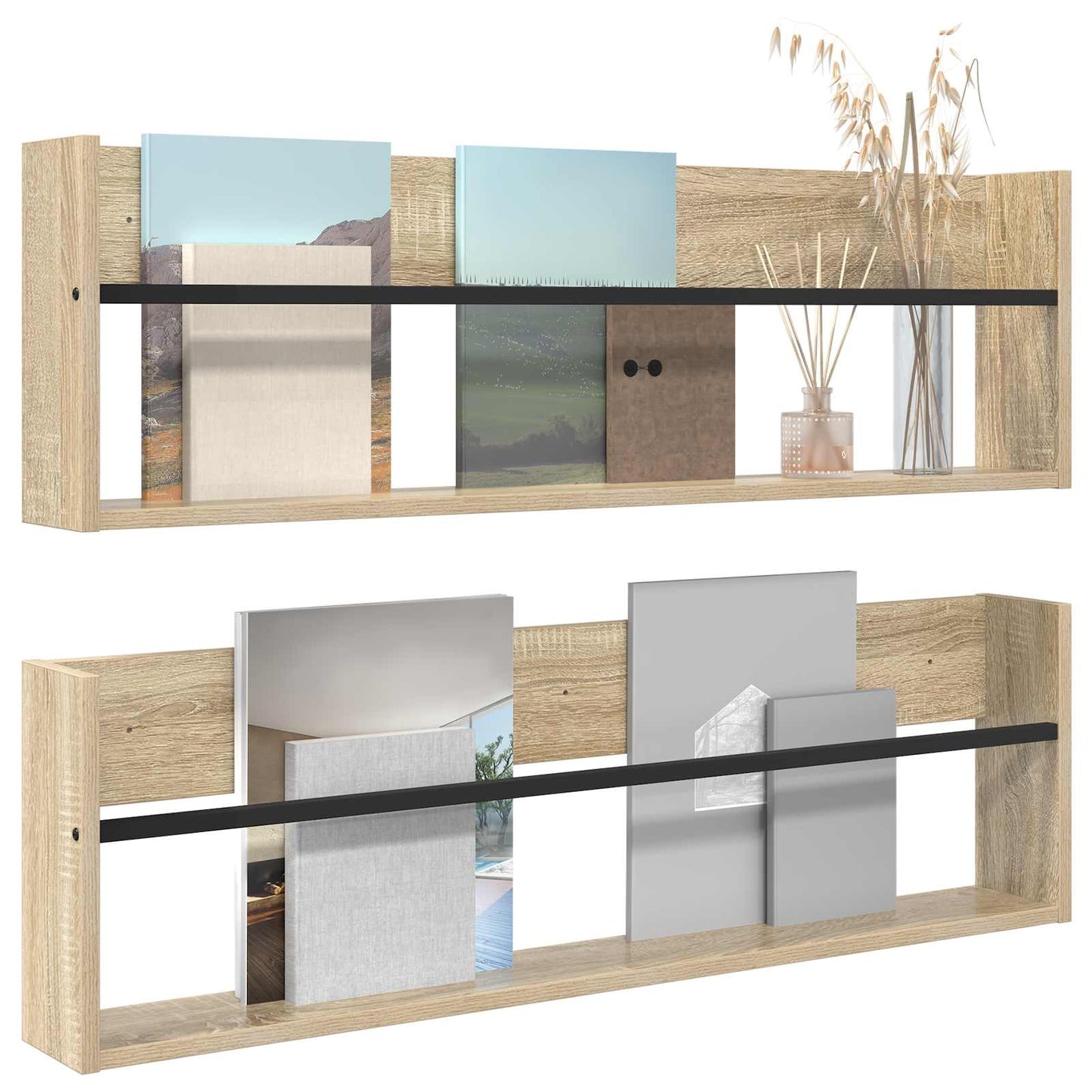 Magasinreol 2 pcs Sonoma eik 100 x 12 x 30 cm Konstruert tre
