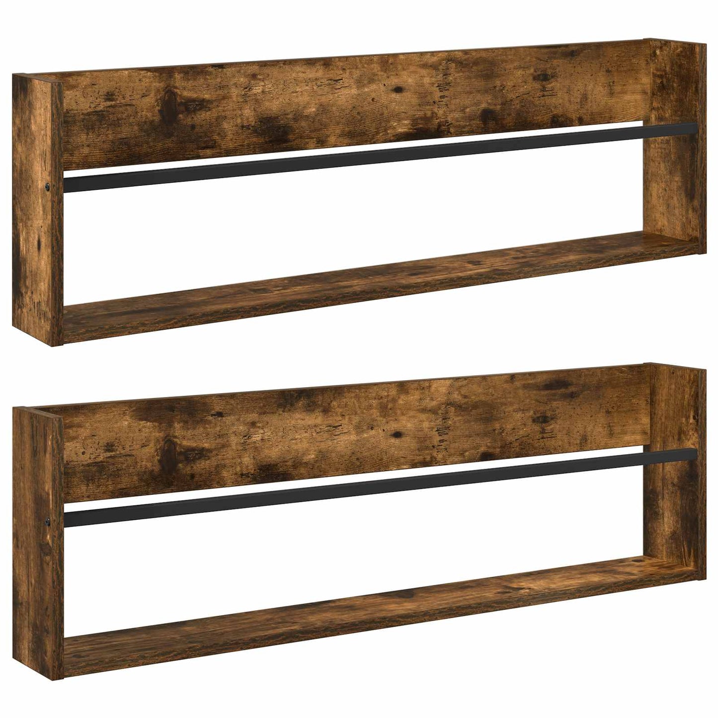 Magasinreol 2 pcs Røkt eik 100 x 12 x 30 cm Konstruert tre