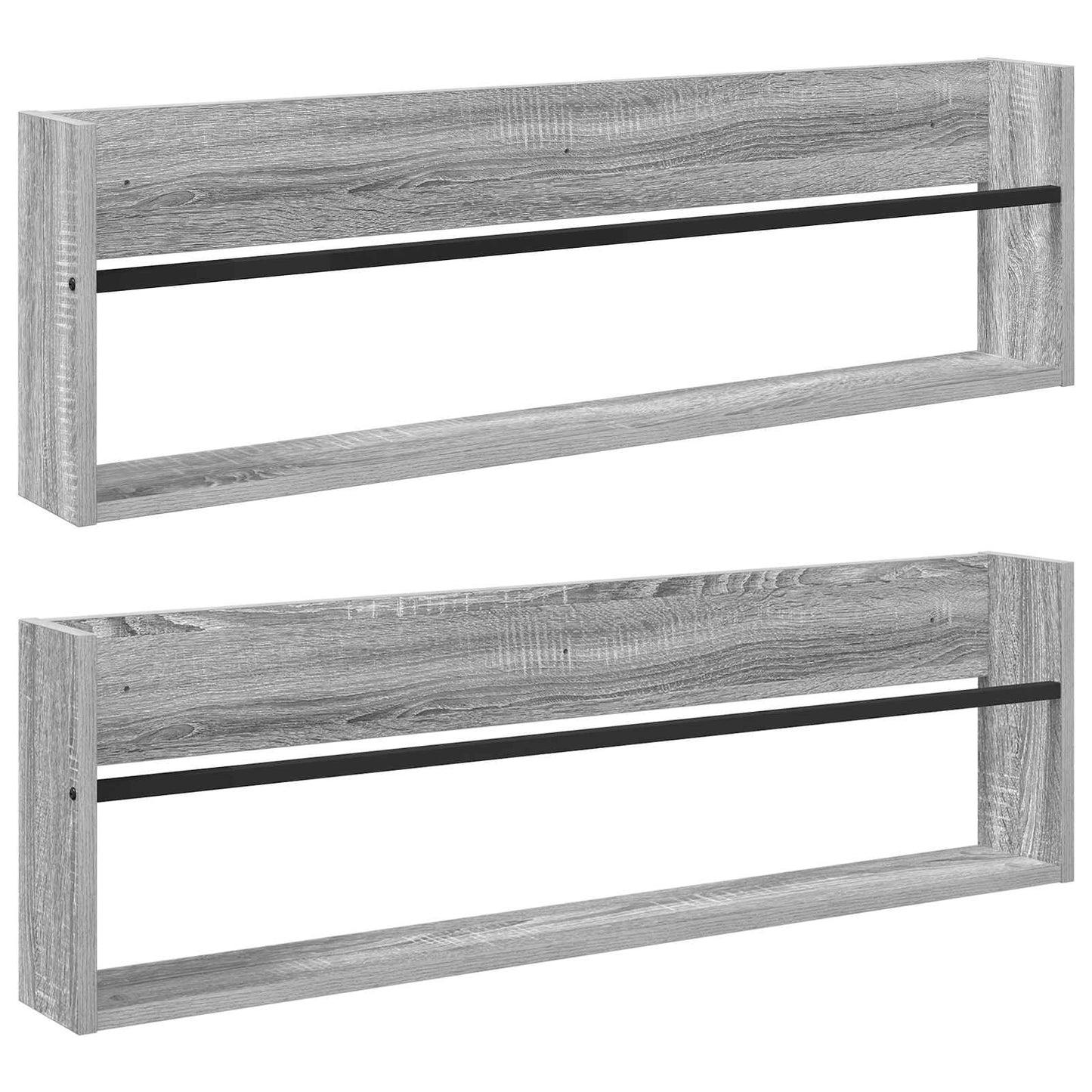 Magasinreol 2 pcs Grå Sonoma 100 x 12 x 30 cm Konstruert tre