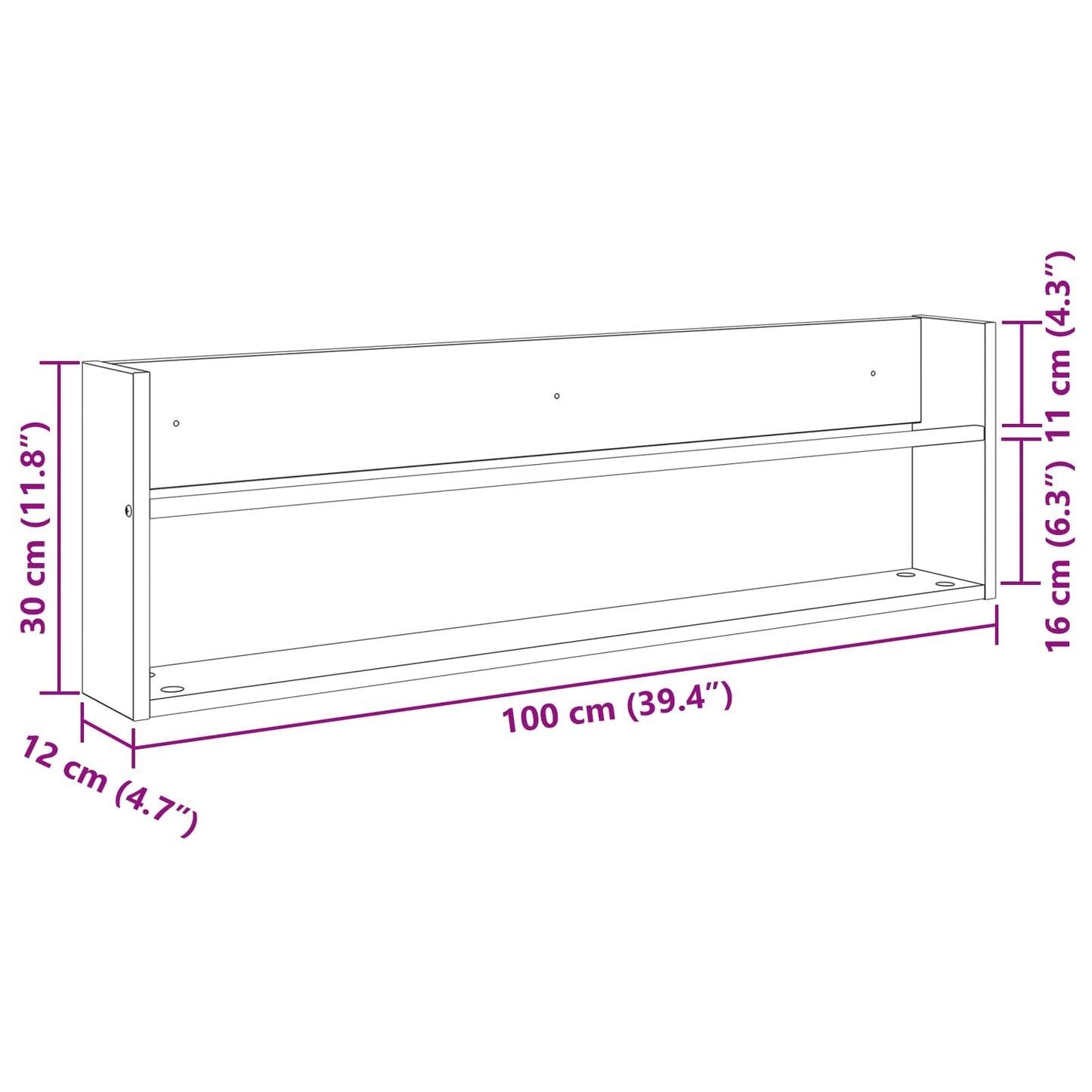 Magasinreol 2 pcs Artisan Eik 100 x 12 x 30 cm Konstruert tre
