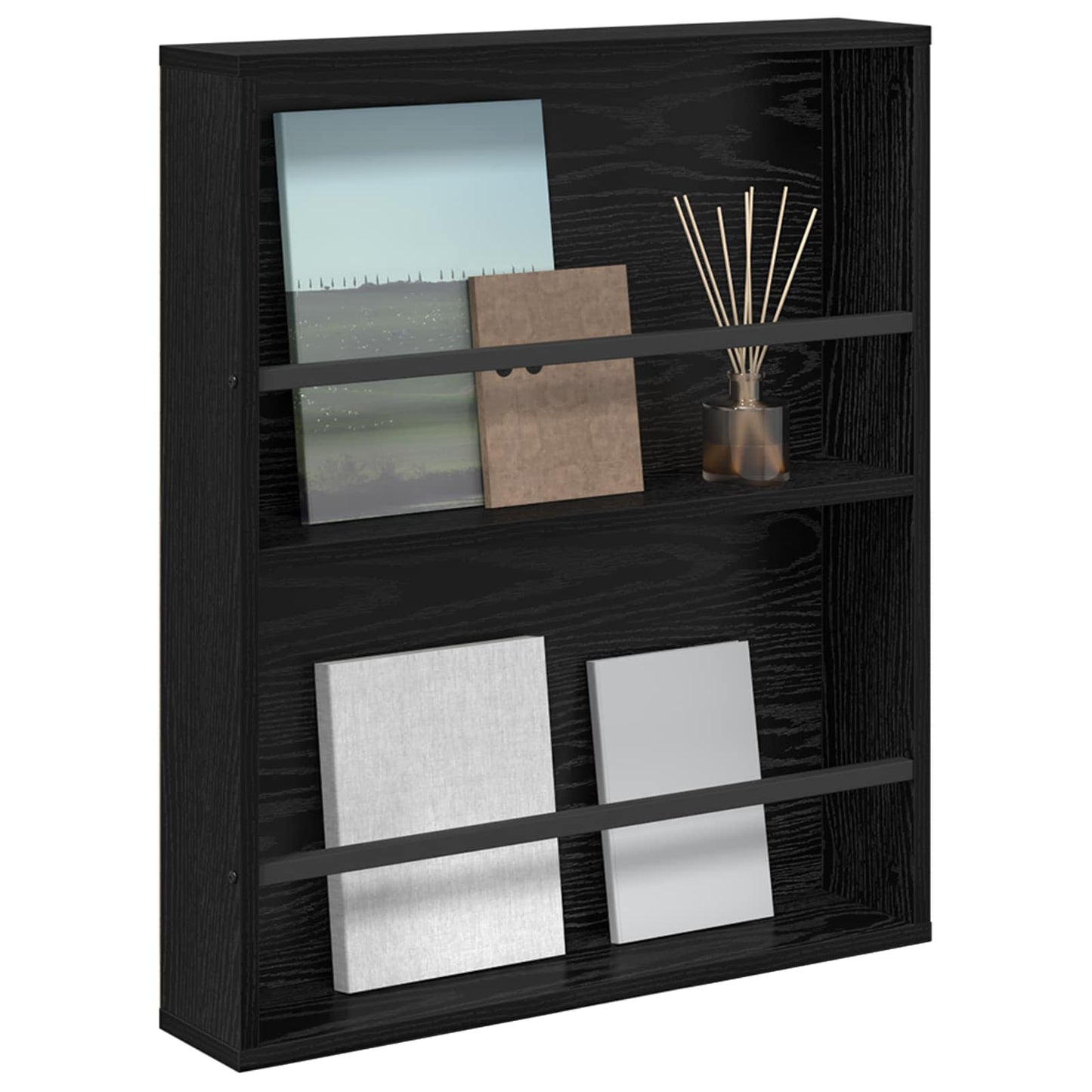 Magasinreol med hylle Svart Eik 60 x 12 x 70 cm Konstruert tre