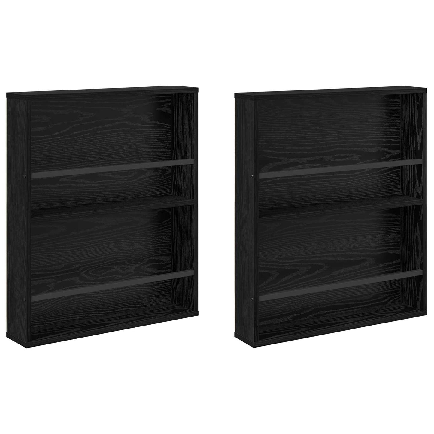 Magasinreol 2 pcs Svart Eik 60 x 12 x 70 cm Konstruert tre