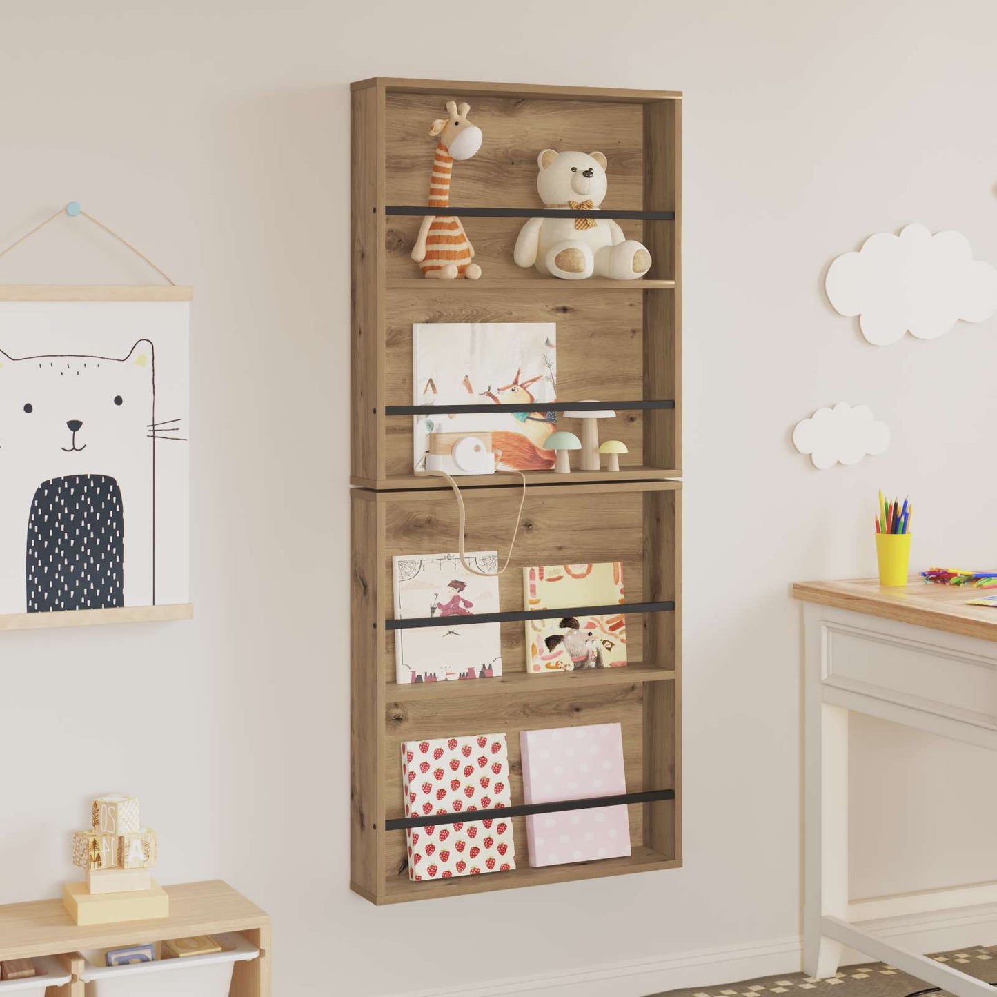Magasinreol 2 pcs Artisan Eik 60 x 12 x 70 cm Konstruert tre