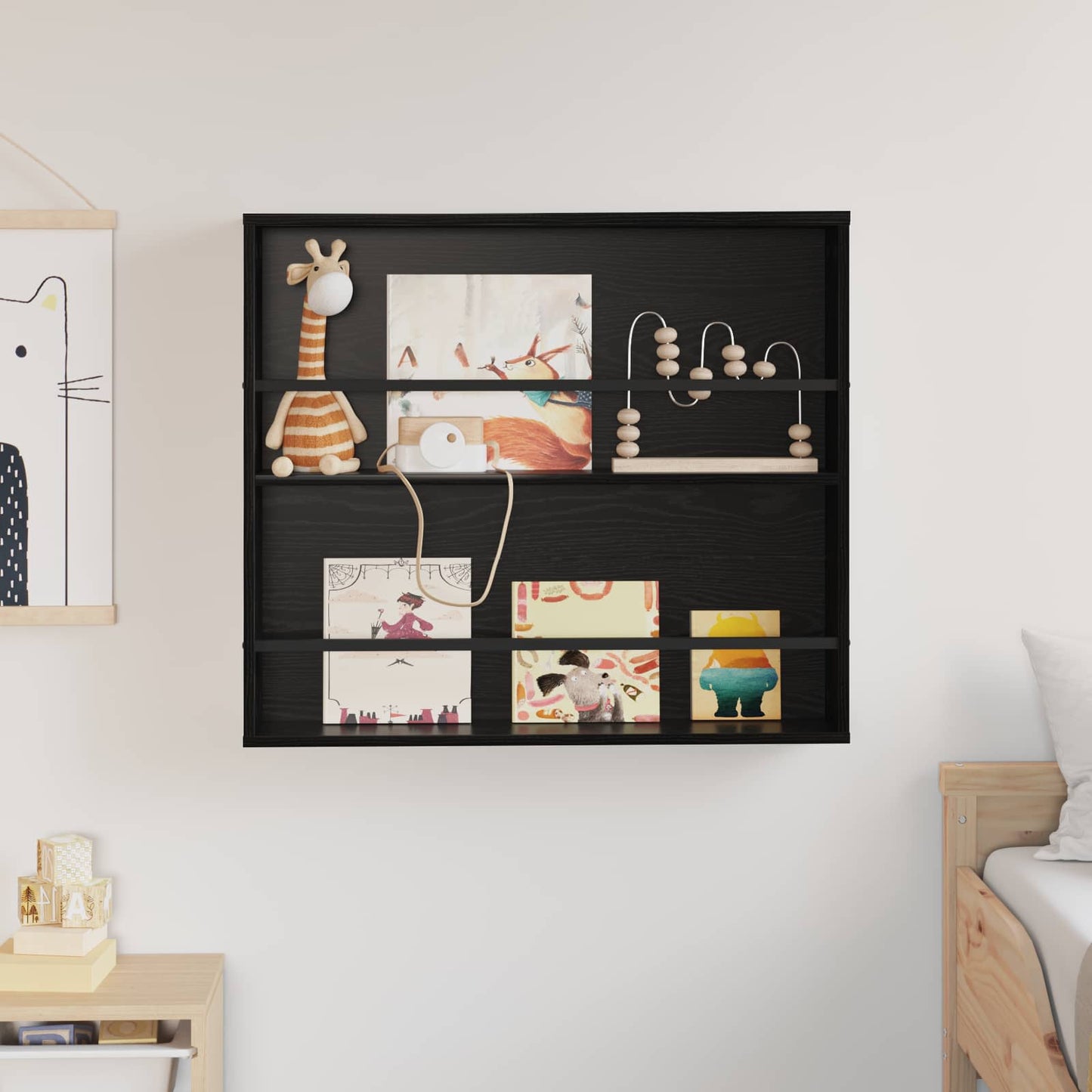 Magasinreol med hylle Svart Eik 80 x 12 x 70 cm Konstruert tre