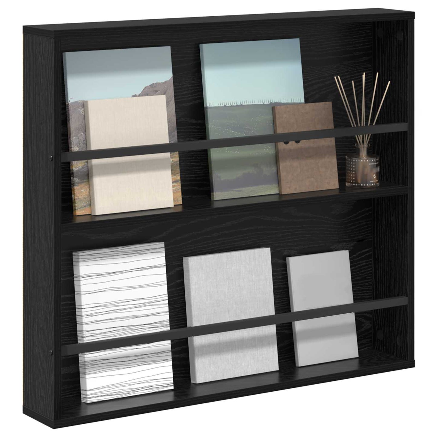 Magasinreol med hylle Svart Eik 80 x 12 x 70 cm Konstruert tre