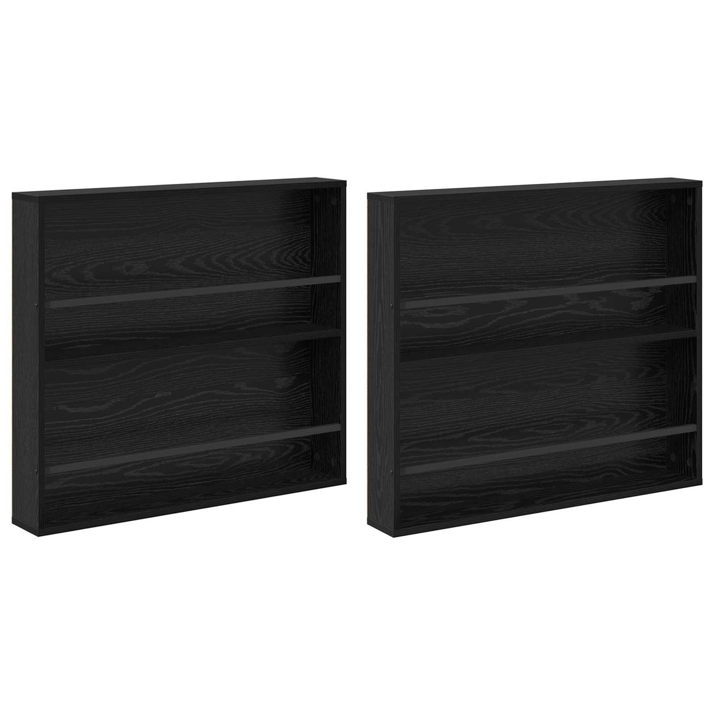 Magasinreol 2 pcs Svart Eik 80 x 12 x 70 cm Konstruert tre