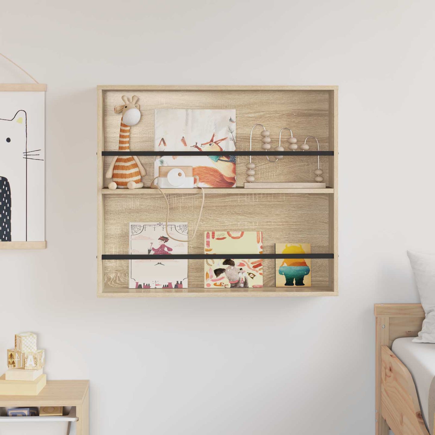 Magasinreol med hylle Sonoma eik 80 x 12 x 70 cm Konstruert tre