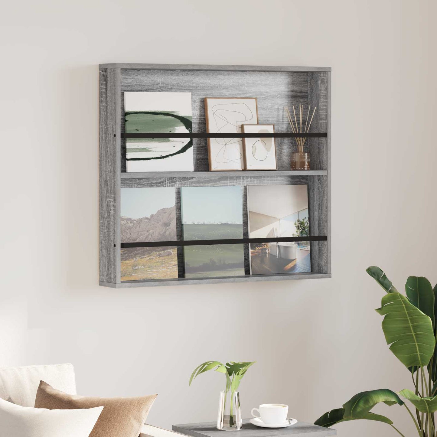 Magasinreol med hylle Grå Sonoma 80 x 12 x 70 cm Konstruert tre