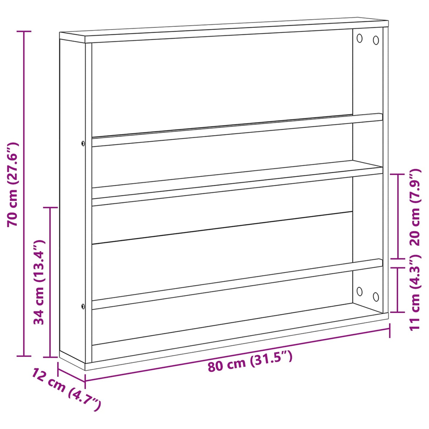 Magasinreol Artisan Eik 80 x 12 x 70 cm Konstruert tre