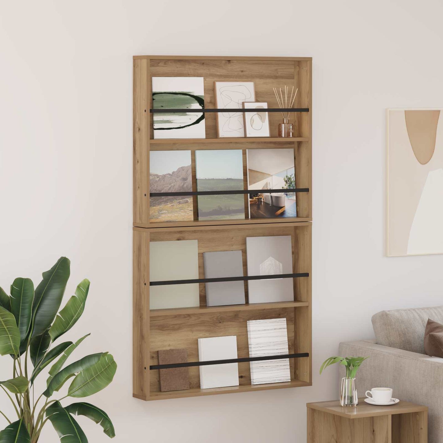 Magasinreol 2 pcs Artisan Eik 80 x 12 x 70 cm Konstruert tre