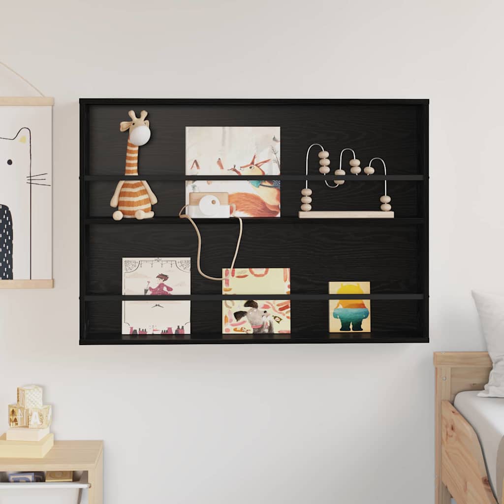 Magasinreol med hylle Svart Eik 100 x 12 x 70 cm Konstruert tre