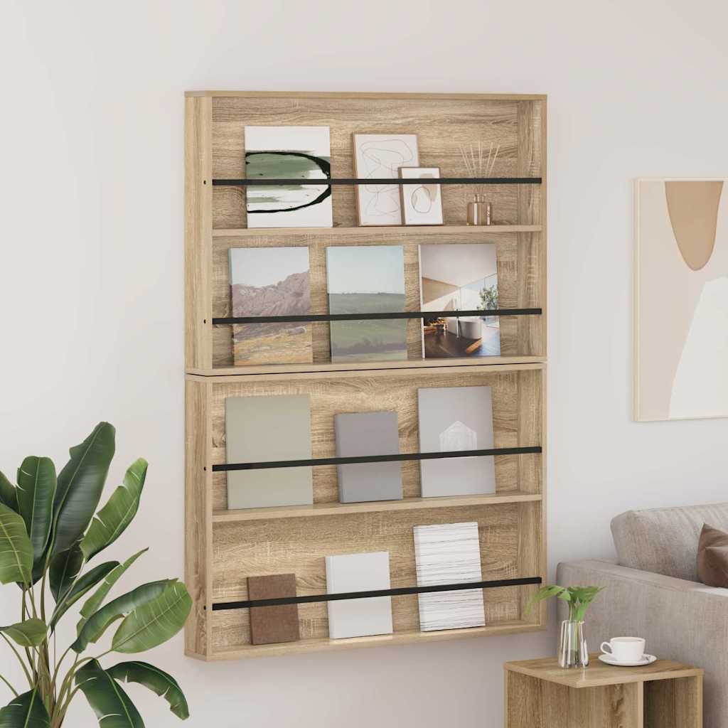 Magasinreol 2 pcs Sonoma eik 100 x 12 x 70 cm Konstruert tre