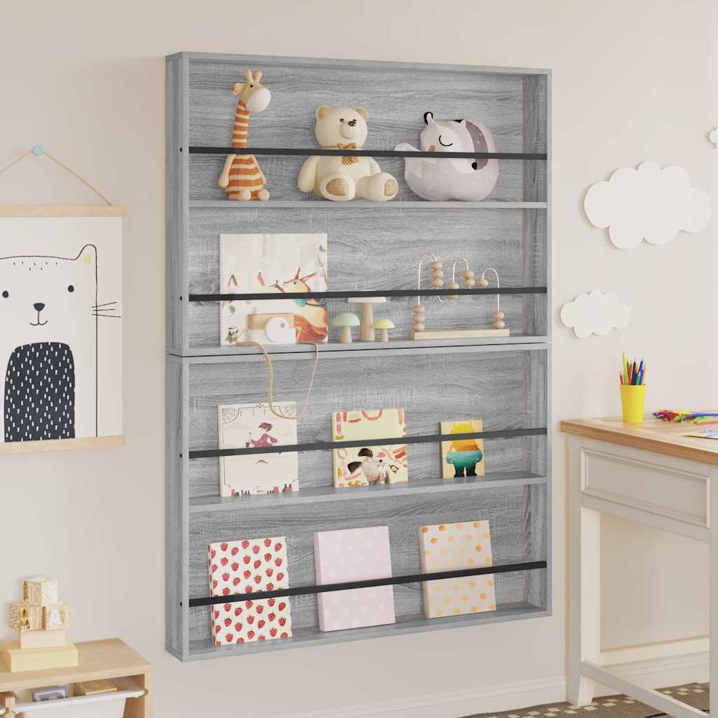 Magasinreol 2 pcs Grå Sonoma 100 x 12 x 70 cm Konstruert tre