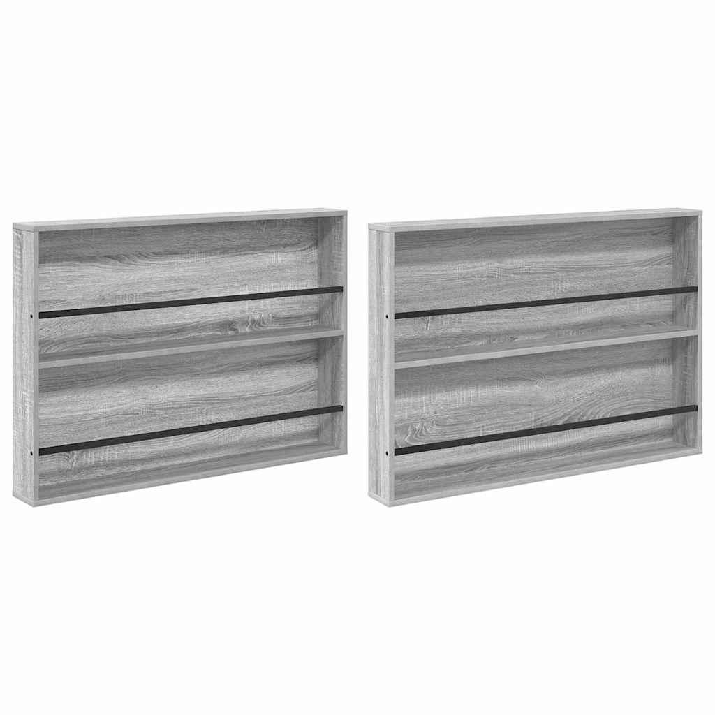 Magasinreol 2 pcs Grå Sonoma 100 x 12 x 70 cm Konstruert tre