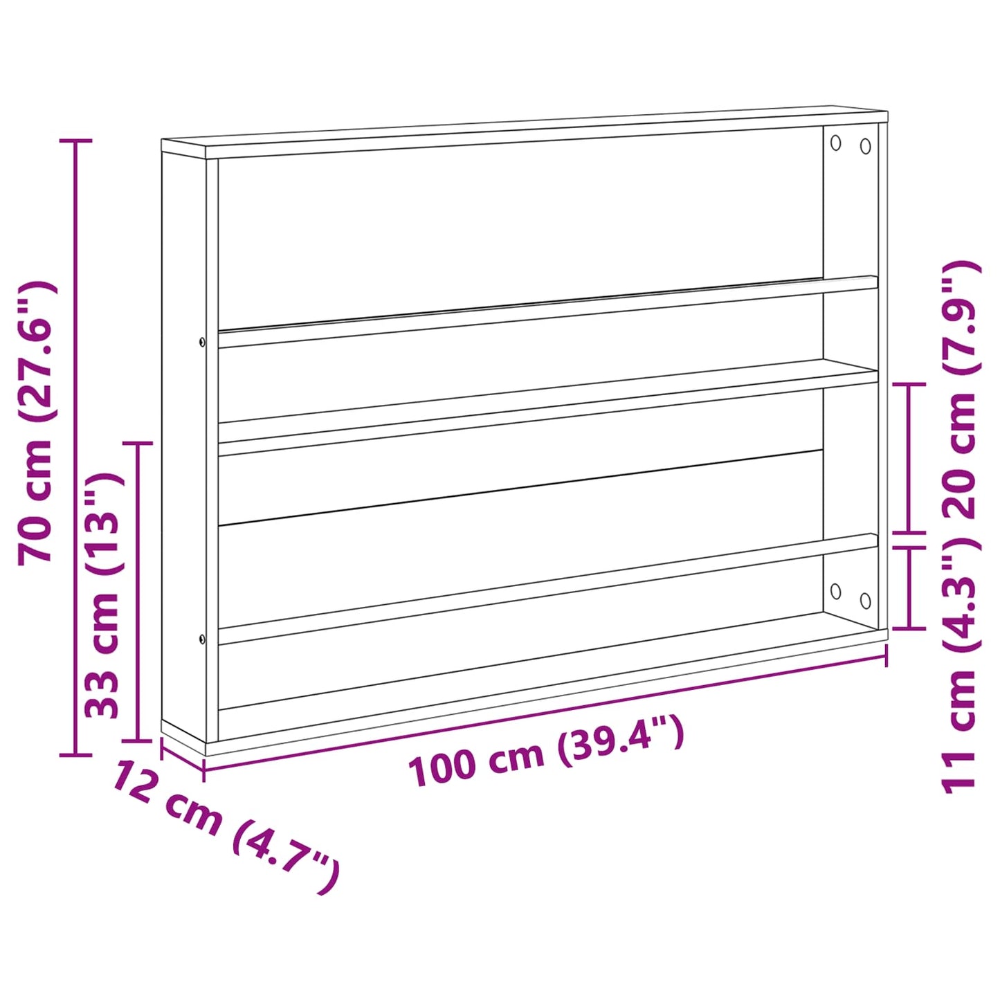 Magasinreol Gammelt tre 100 x 12 x 70 cm Konstruert tre