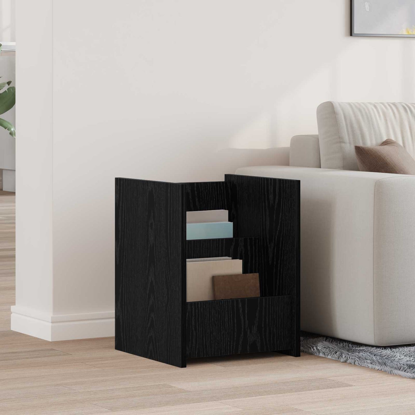 Magasinreol med hylle Svart Eik 35 x 35 x 45 cm Konstruert tre