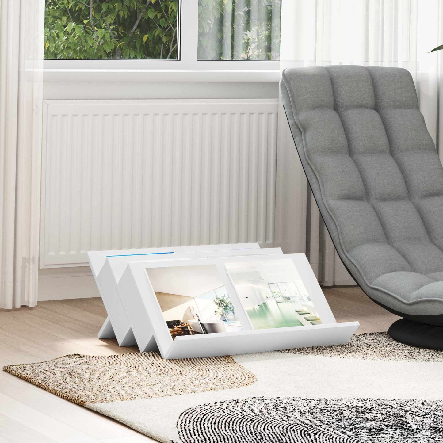 Magasinreol med hylle Hvit 65 x 53 x 28,5 cm Konstruert tre