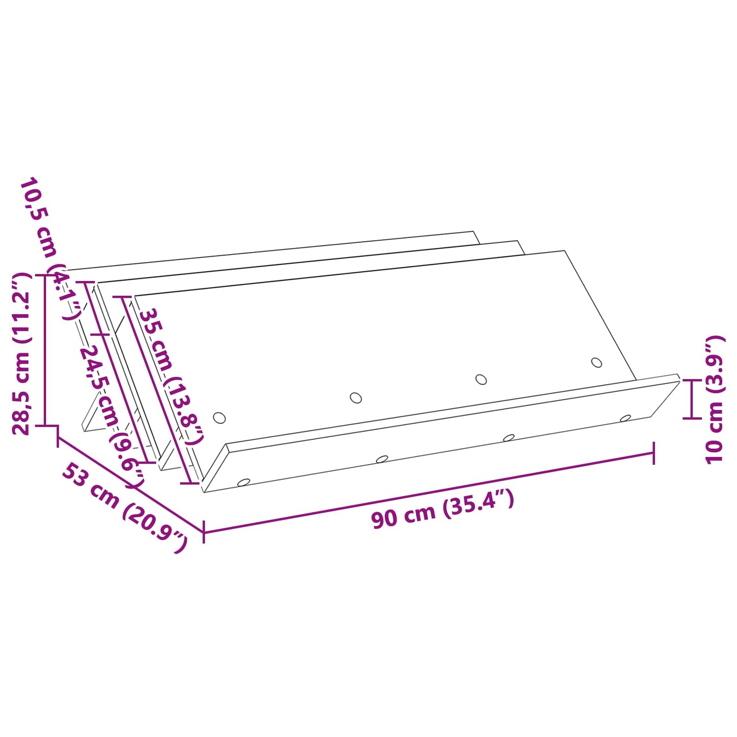 Magasinreol Sonoma eik 90 x 53 x 28,5 cm Konstruert tre