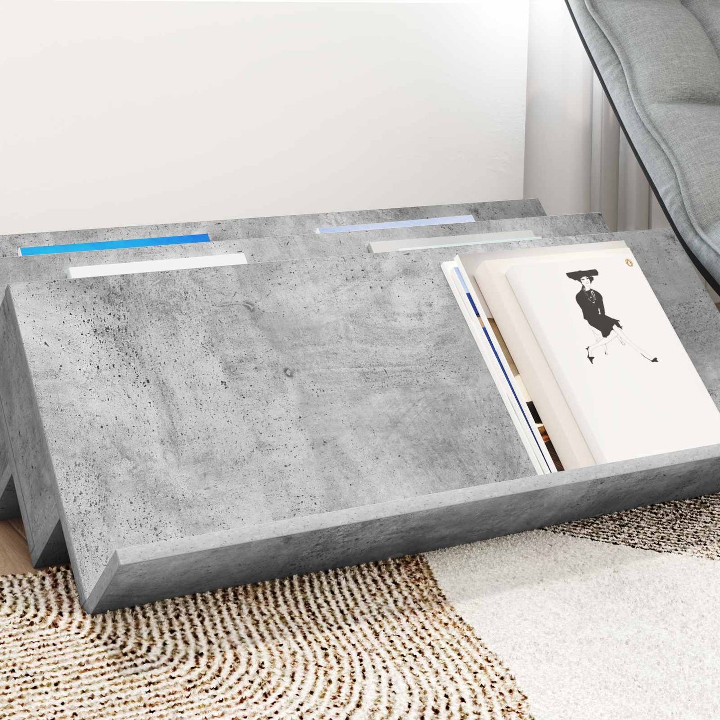 Magasinreol Betonggrå 90 x 53 x 28,5 cm Konstruert tre