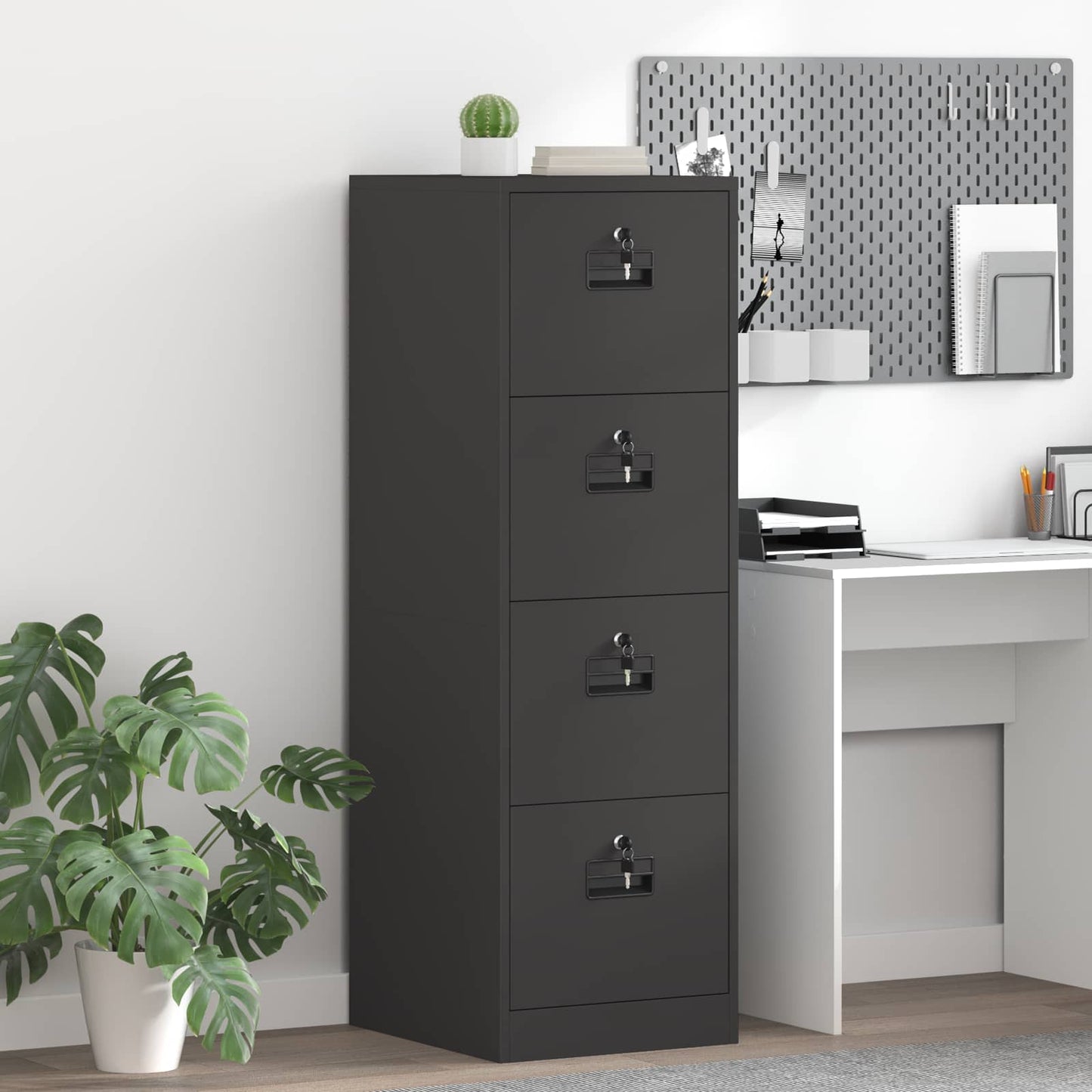 Arkivskap med lås 2 pcs Svart 44 x 50 x 139 cm Kaldvalsget Stål