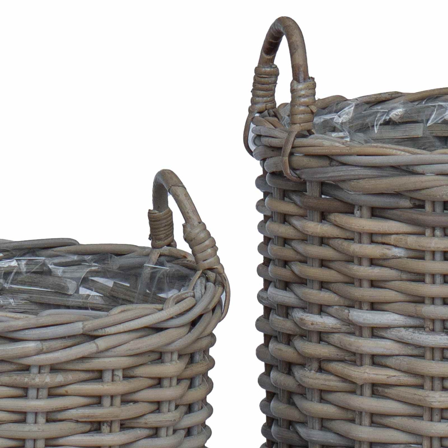 Planterkurv med lagring 2 stk. Naturlig grå Kubu Rattan