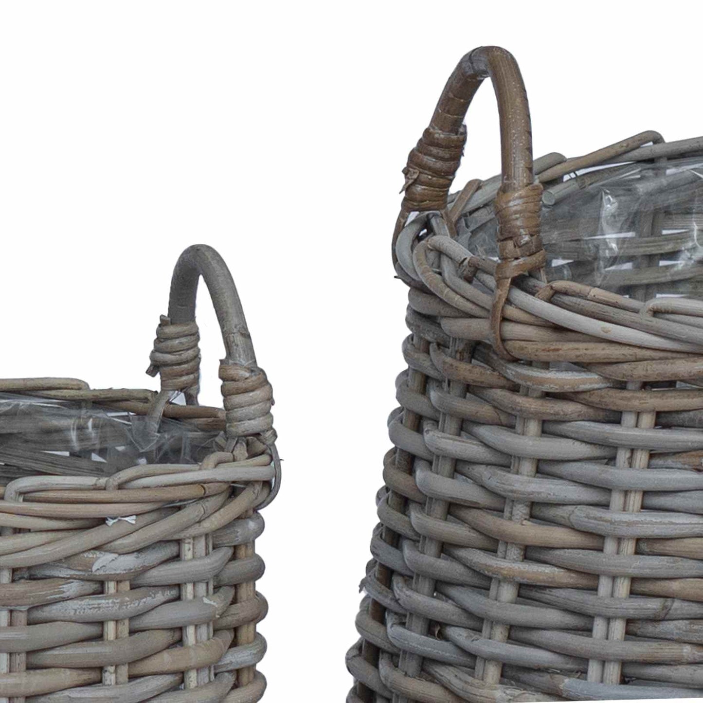 Planterkurv med lagring 2 stk. Naturlig grå Kubu Rattan