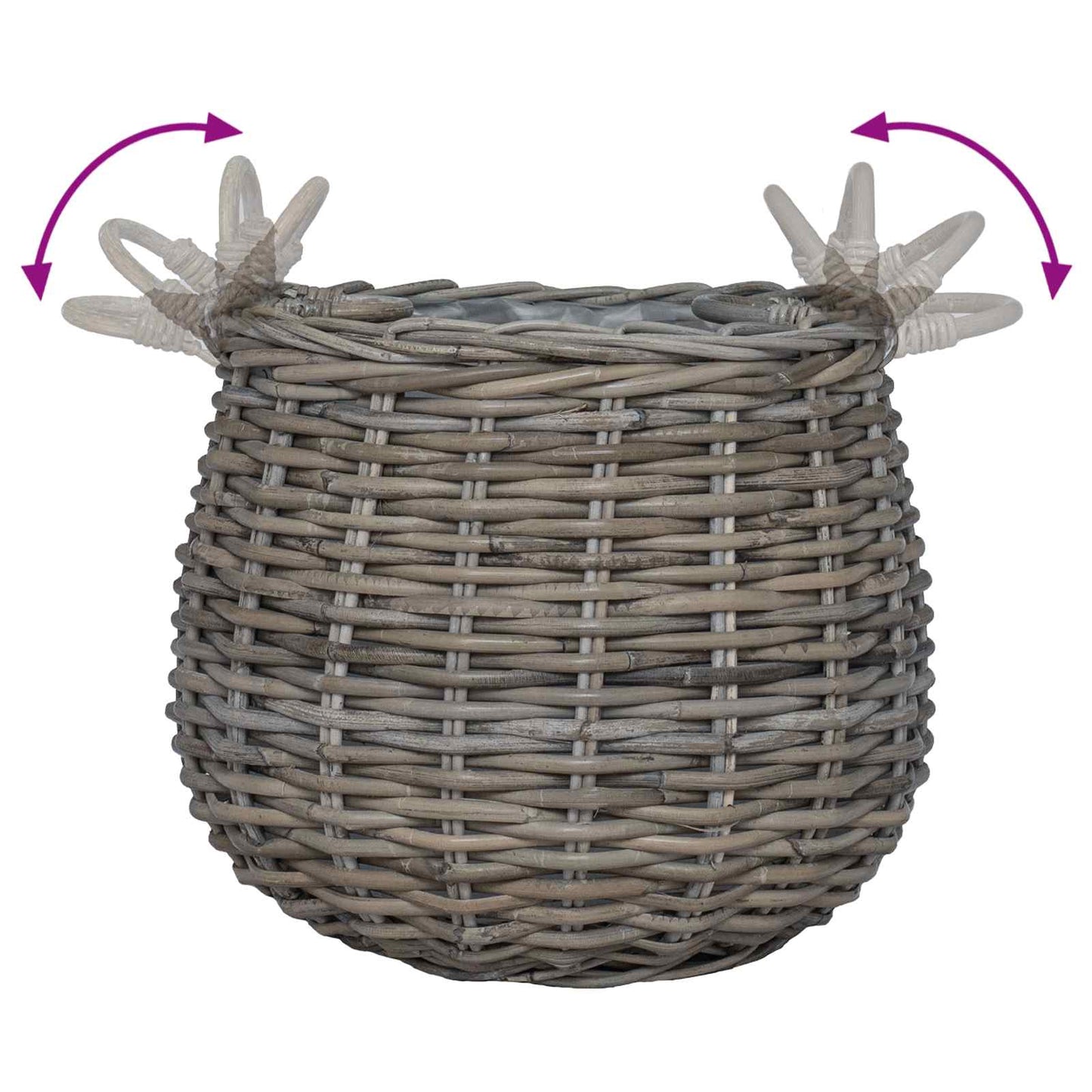 Planterkurv med lagring 2 stk. Naturlig grå Kubu Rattan