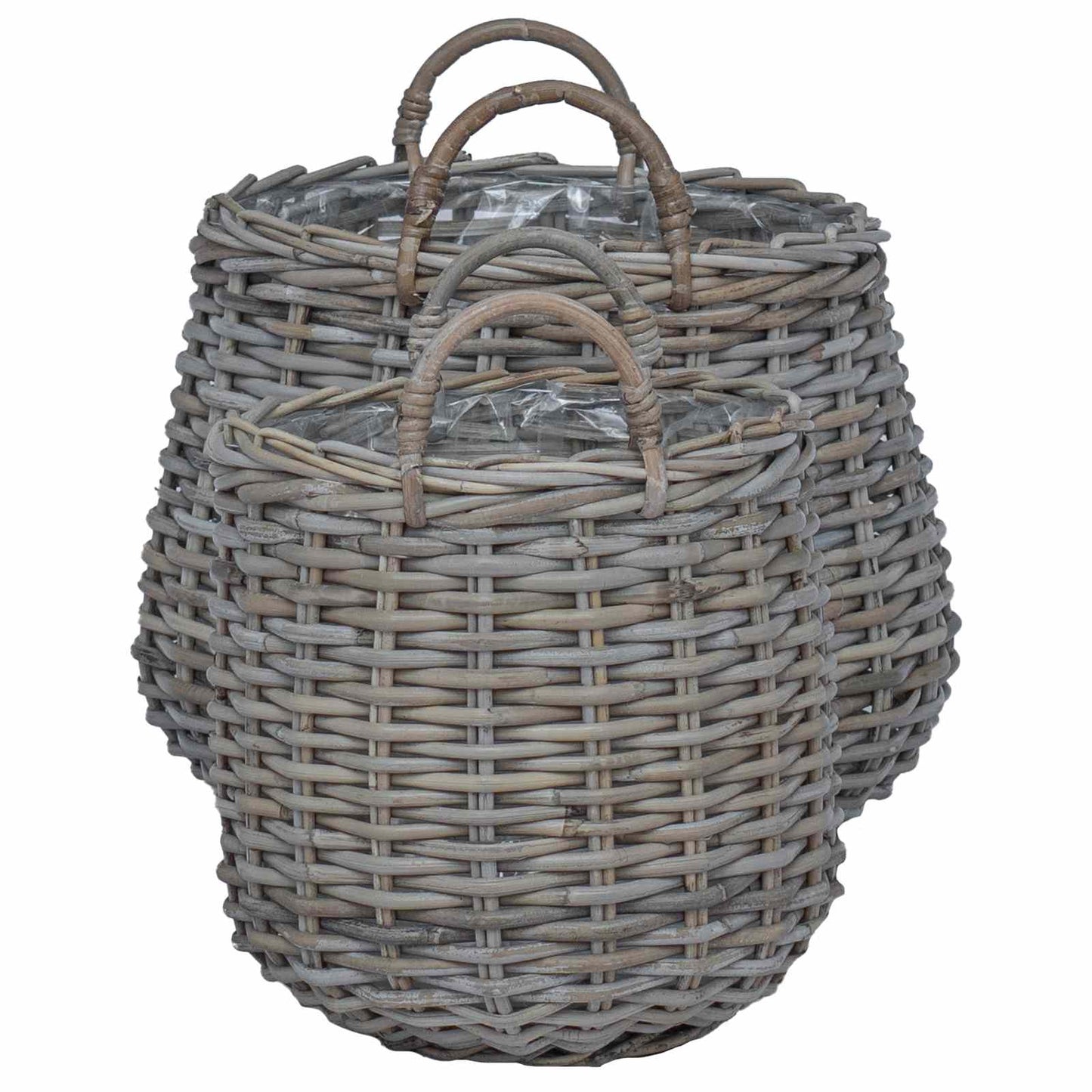 Planterkurv med lagring 2 stk. Naturlig grå Kubu Rattan