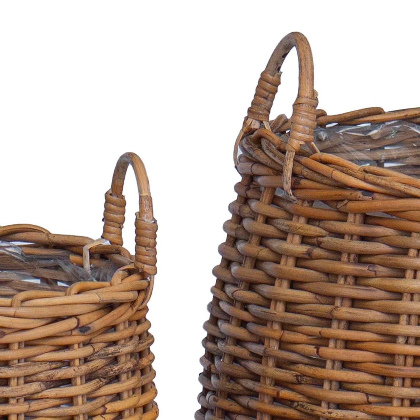 Planterkurv med lagring 2 stk. Naturlig brun Kubu Rattan