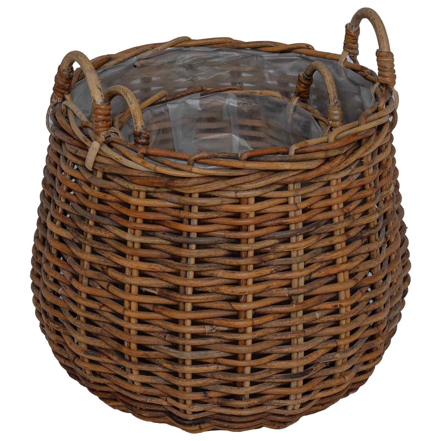 Planterkurv med lagring 2 stk. Naturlig brun Kubu Rattan