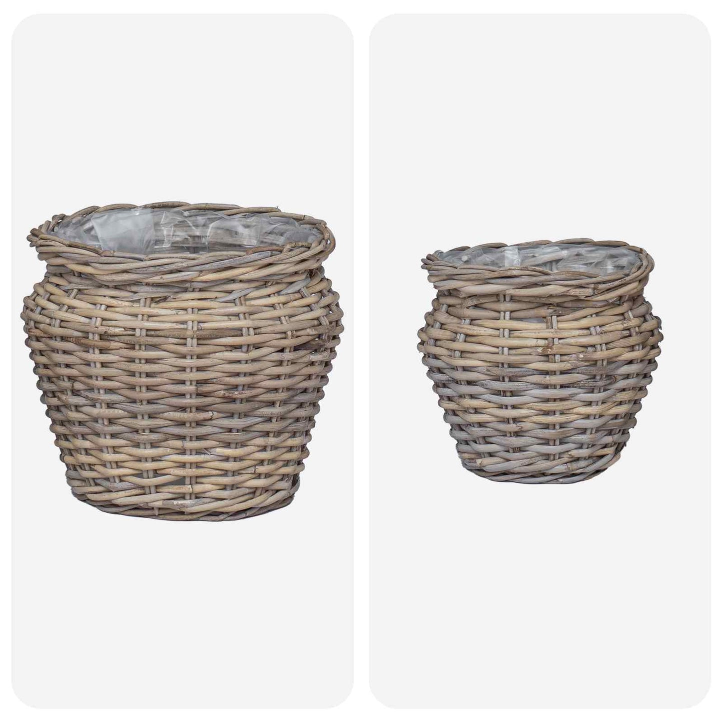 Plantekurv med lagring 2 pcs Grå Lacak Rattan