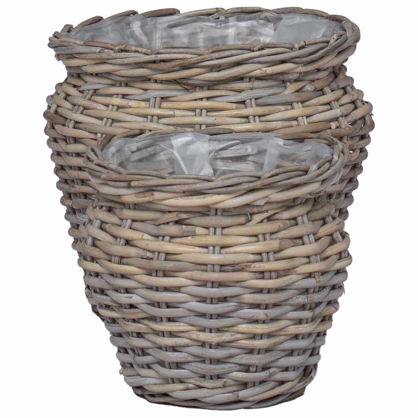 Plantekurv med lagring 2 pcs Grå Lacak Rattan