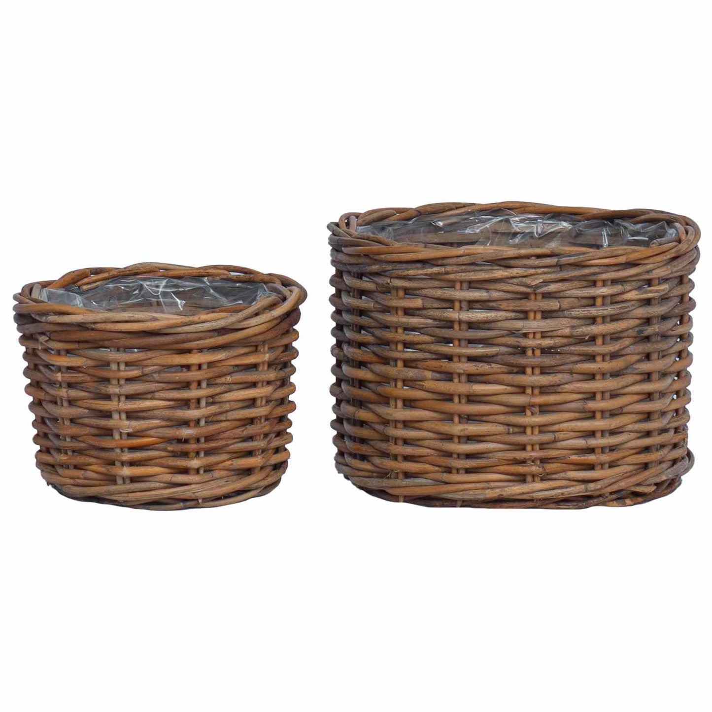 Plantekurv med lagring 2 stk. Naturlig brun Kubu Rattan